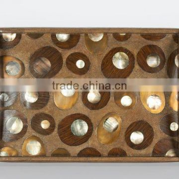 High end quality best selling special newest designed Horn inlay rectagular serving Tray from Vietnam
