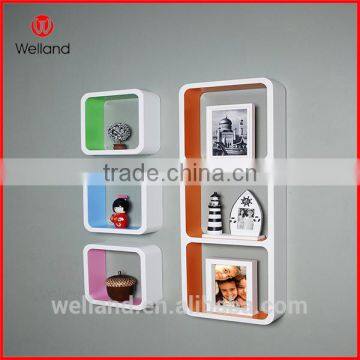 wall mounted colorful cube shelf set