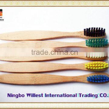 Colorful bristle bamboo thin handle toothbrush for family hotel or travel