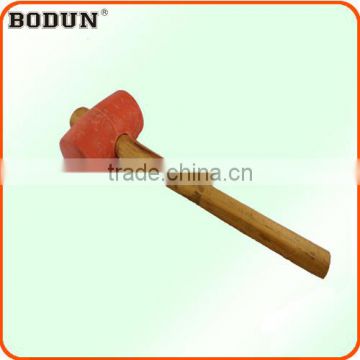 H3026 Orange rubber mallet hammer with wood handle
