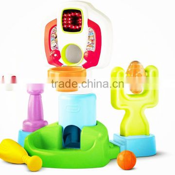 2015 ICTI manufacture supply new mini hot sports center with sound toy cheap plastic mini sports center toy for baby gift