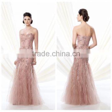pink sleeveless beaded evening prom dress long bling