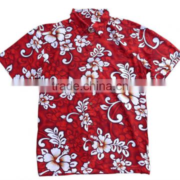 cool collar hawaiian t-shirt red unisex