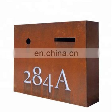 Free Standing Or Wall Mounted Corten Steel Metal Letter Box For House