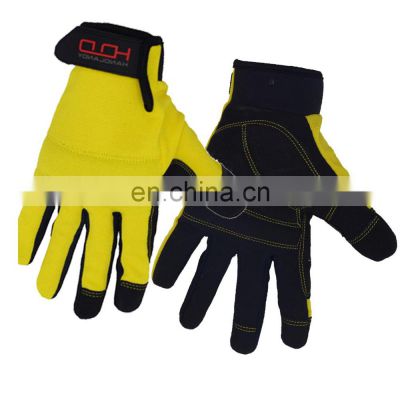 HANDLANDY breathable flexible Vibration-Resistant Safety touch screen work gloves spandex back gloves for men and women