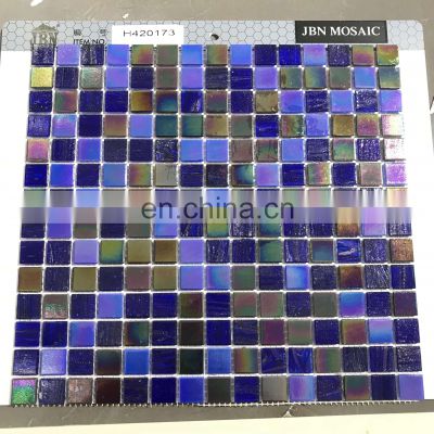 swimming pool mosaic irridiscent mix purples and blue color hot melting splash back glass mosaics tiles bathroom mosaic tiles