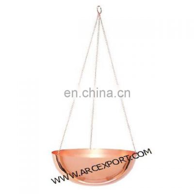 copper hammered hanging shiny planter