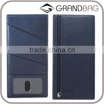 Genuine Leather Travel Portable Multifunction Bill Storage Bag Long Passport Holder Wallet with Zip