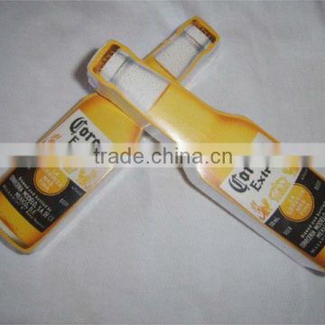 beer bottle shape compressed cotton towel for promotion