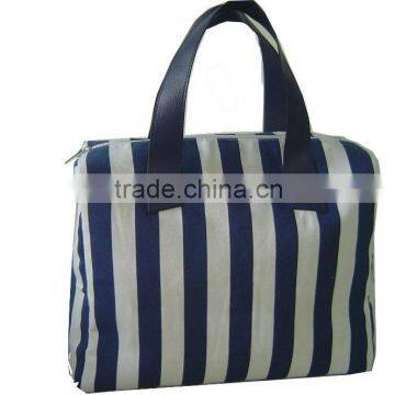 2016 best selling striped canvas travel tote bag