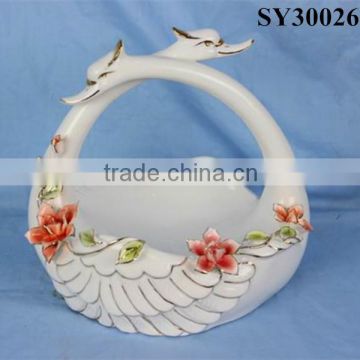 Swan design hand painting fruit plate