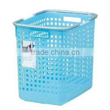 plastic blue laundry basket