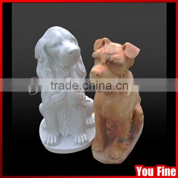 Hand Carved Garden Lovely Dog Marble Animal Statue