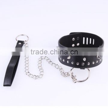 Sex adult bullet collar toys, couple games Punk PU collar wtih chain