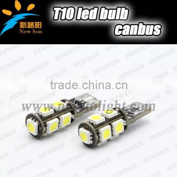 hot sale T10 canbus 9SMD 5050 led car lamp, no error w5w 194 canbus led, t10 5w5 canbus car led auto bulb