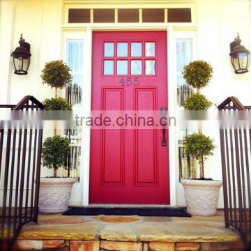 red color glass panel composite wooden door