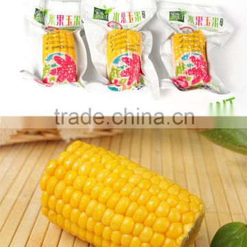 Cut of Sweet Corn Cob With Plastic Vacuum Packed