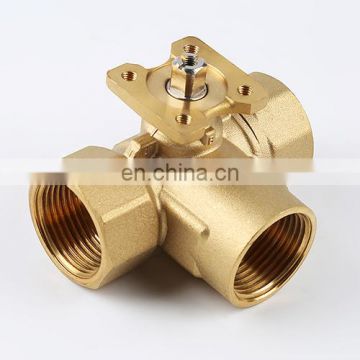GOGO PN20 brass valve 3 way mixing flow ball valve for HVAC system DN15/DN20/DN25