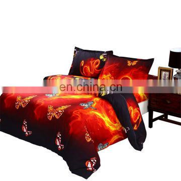 3D Fire Butterfly Bedding Set Reactive Printing 100% Polyester Duvet Cover Set