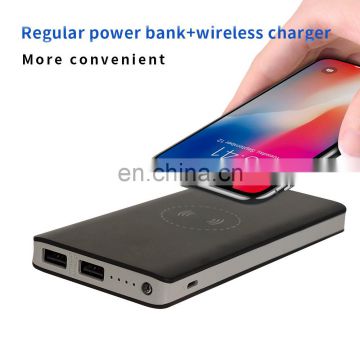 2020 hot selling power bank 10000mAh real capacity wireless charging gift powerbank dual outputs with 4 indicators