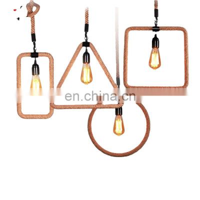 Tonghua Vintage 4 Shapes Hemp Wrapped Edison Bulb Pendant Lamp Home Bar Decorative Hanging Light