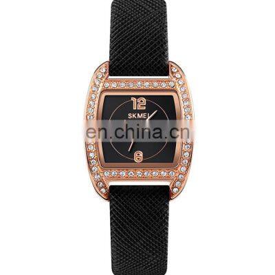 New Arrival Skmei 1770 Black Red Leather Strap Quartz Watch Women Wristwatch Lady Customized Logo