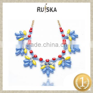 Wedding Fashion Beautiful Yellow And Bule Crystal Necklace