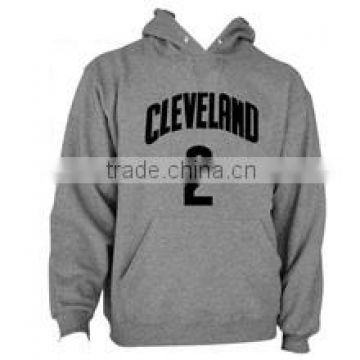 Polyester / Cotton Custom made Pullover Grey Hoodies with Printing at Front