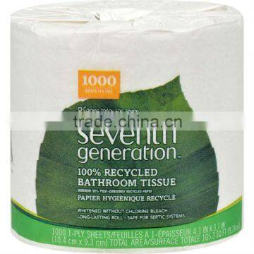 Seventh Generation Bathroom Tissue - 1 ply 1000 sheet roll - Case of 60