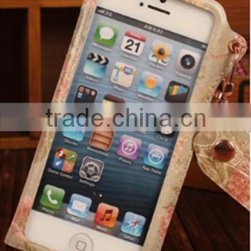 Fashionable Painting PU Leather Case With Sliding For iphone 6