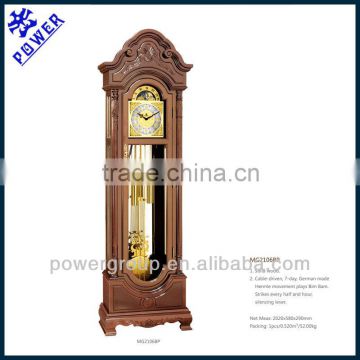 Traditional arts grandfather clock Solid wood Strikes every half and hour German made Hermle movement MG2106BP