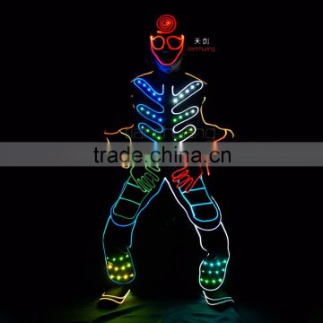 dmx tron dance costume, synchronous led tron costume