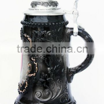 custom ceramic beer stein mug with pewter lid