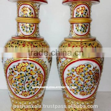 Decorative Marble Gold Painted Vase For Flowers