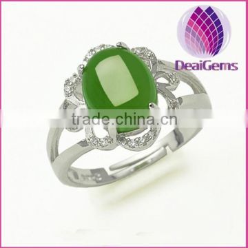 925 silver inlaid natural hetian jade jade stone spinach green crystal ring