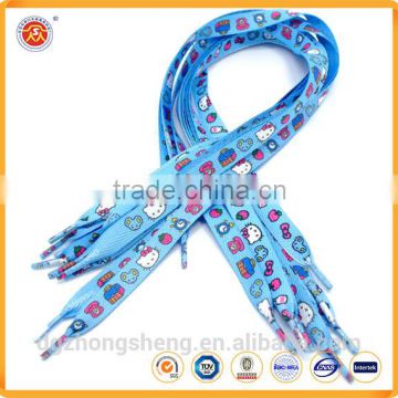 cotton material 8mm width 800mm length printed funny animal shoelaces flat shoelaces with sbulimation logo wholesale