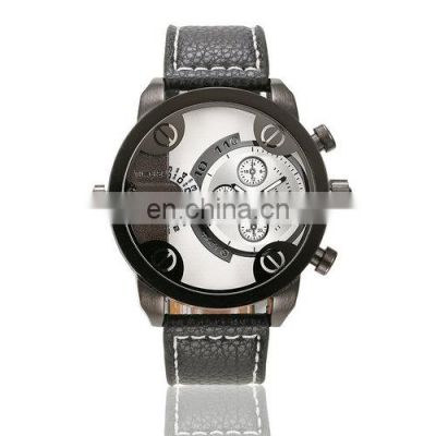 OULM 3130 men High Quality Leather Strap Colorful Alloy Case Quartz Movement Watch Brand Watch