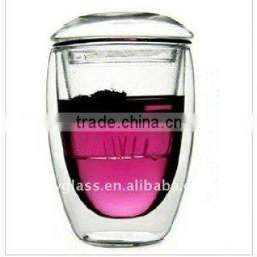 engraving logo double wall glass cup