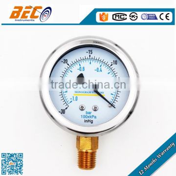 (YNZ-60A) 60mm good quality bottom double common scale -30inHg pressure range vacuum manometer