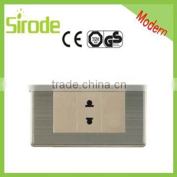 High quality brass and PC / ABS plate 10A 250V 2Pin output switched socket outlet