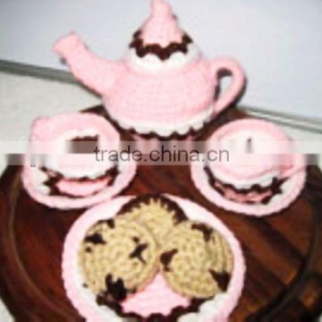 2014 sell best new styles handmade crochet tea set for decorating