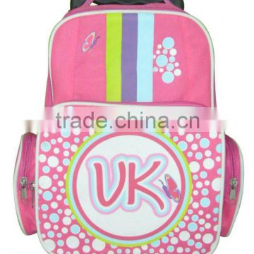 2014 Stylish pink girls school trolley bag