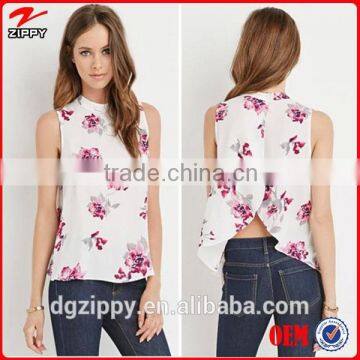 2015 New arrival designer fashion tops and floral tulip-back tops for women
