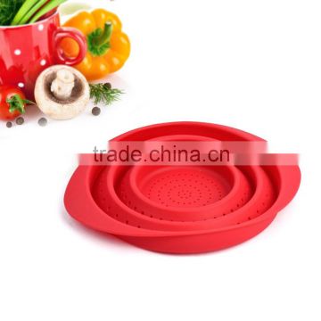 New Collapsible Collander Silicone Draining Basket Kitchen Folding Strainer Bowl For Fruit&Vegetable