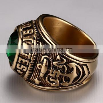 2016 Alibaba 316L stainless steel ring high polished inlaid crystal men's ring
