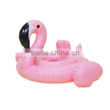 2017 hot selling leasure inflatable baby flamingo pool float outdoor swim ring and raft water party toy for kids