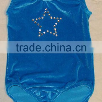 Gymnastics Leotard toddlers Turquoise velvet with rhinestone star