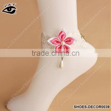 Fashion Feet Chain Flower Designs Lace ribbon Anklets For Young Girl