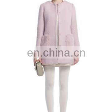 Charming new style splicing long sleeve thick woollen women's coat
