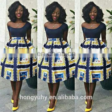 C4085 Wholesale African Clothing High Waist African Print Midi Skirt with Pocket
